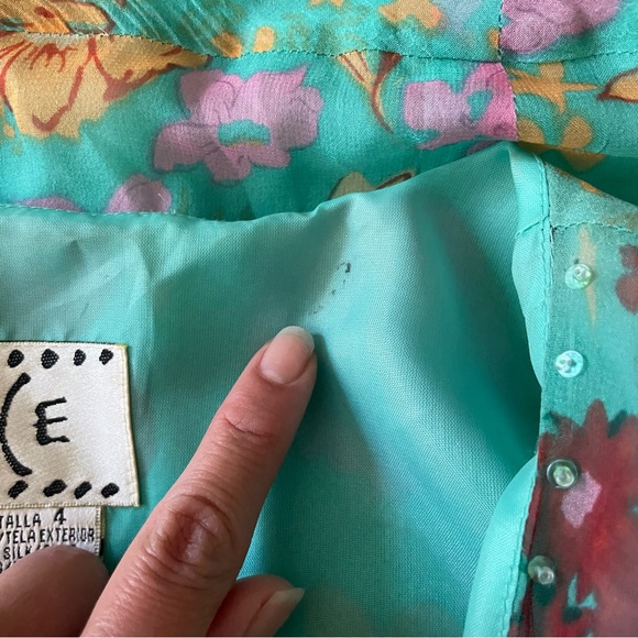 Vintage 1990s Y2K iCe Boho Fairy Floral SIlk Beaded Maxi Dress - Picture 11 of 12